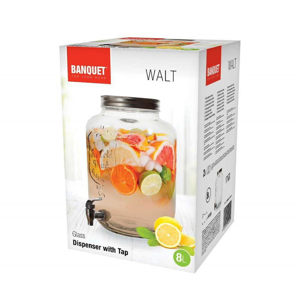 Banquet Skleněný zásobník s ventilem WALT, 8 l – obrázok 3