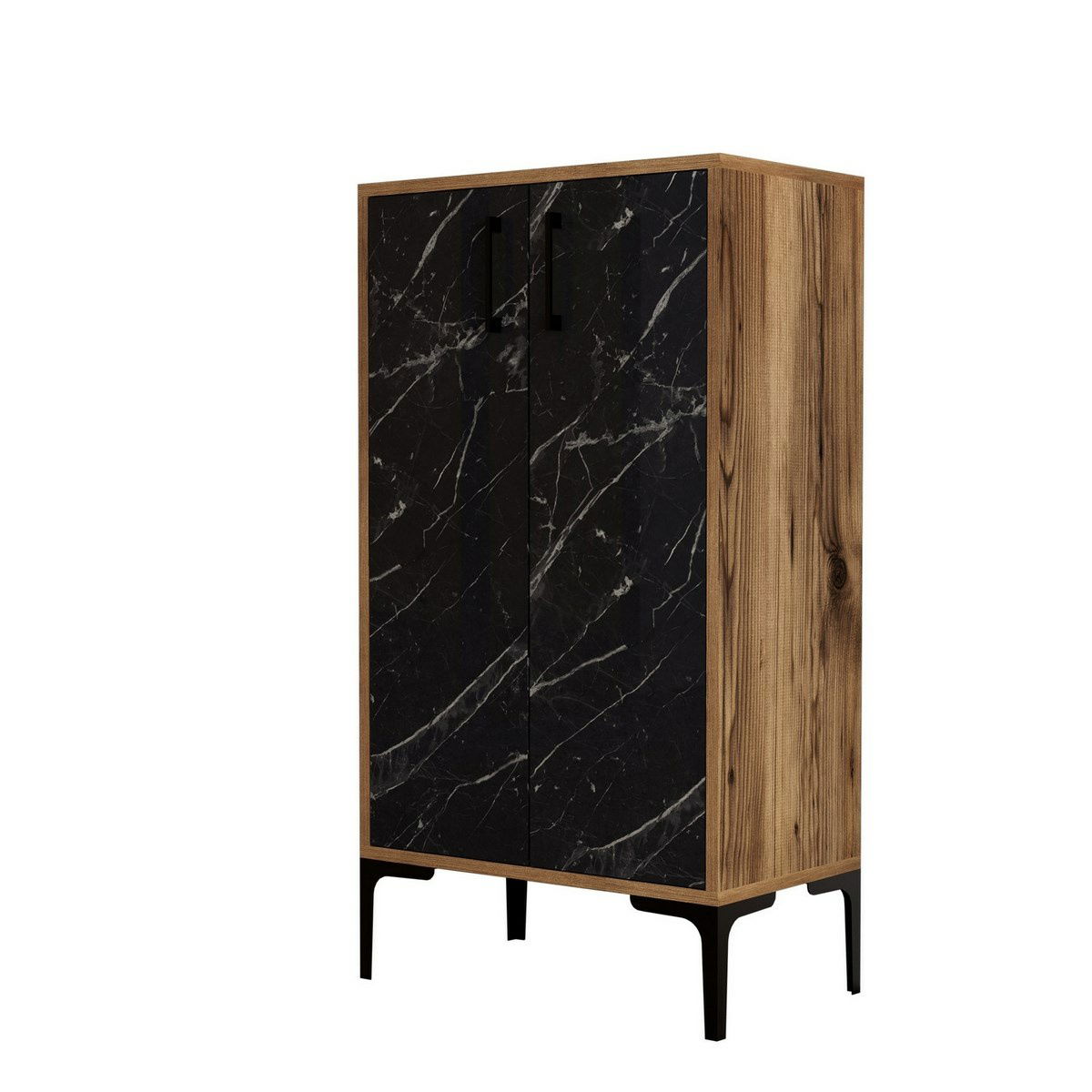 Botník Prag Walnut and Black Marble
