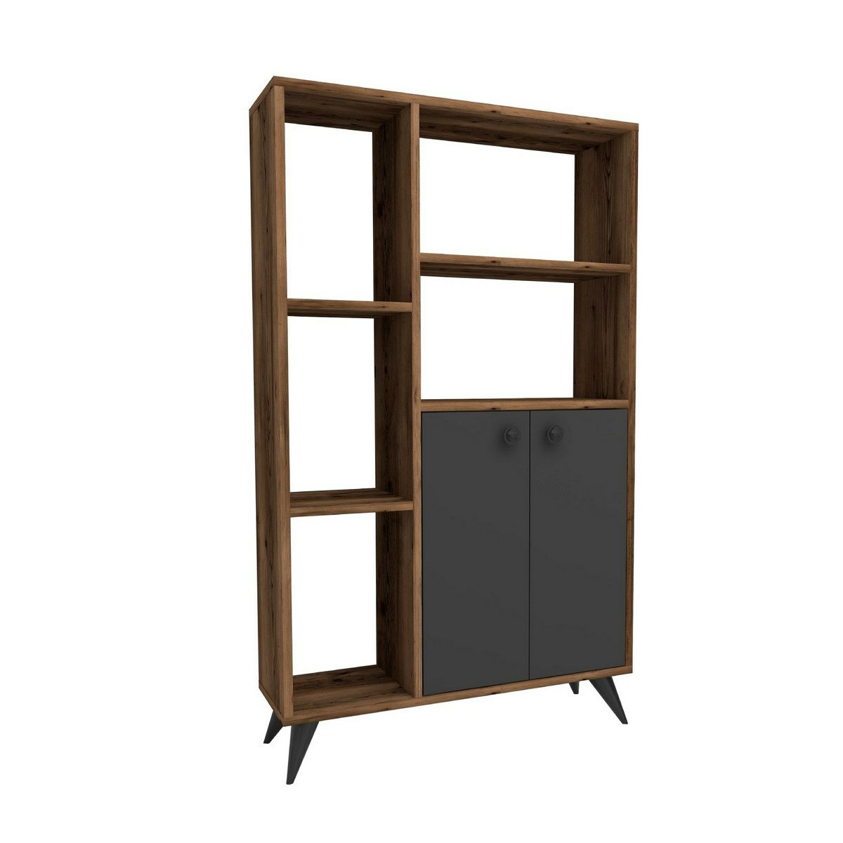 Knihovna Meldan Anthracite and Walnut