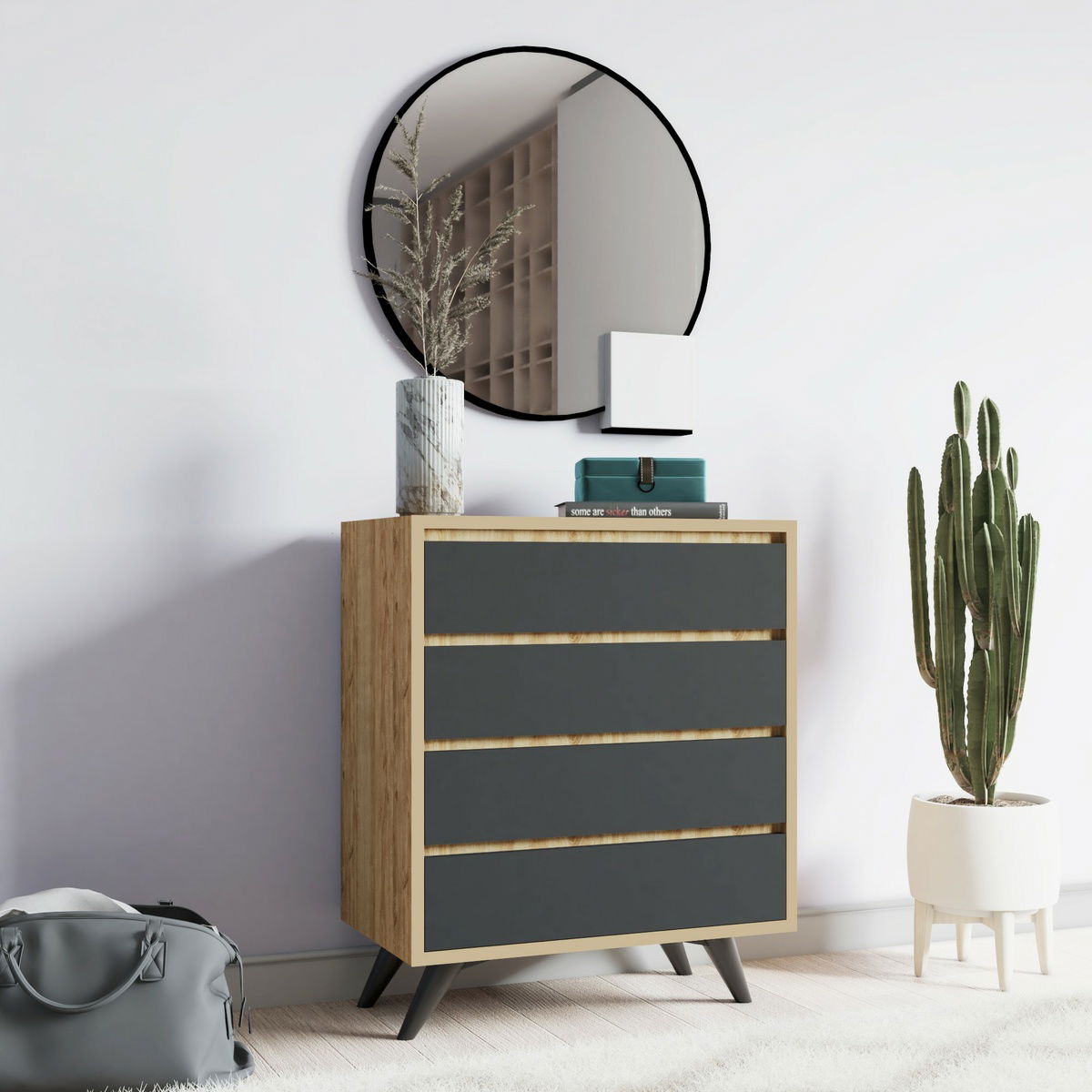 Komoda Suvera Oak and Anthracite – obrázok 4