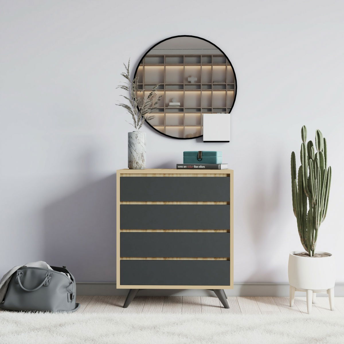 Komoda Suvera Oak and Anthracite – obrázok 3