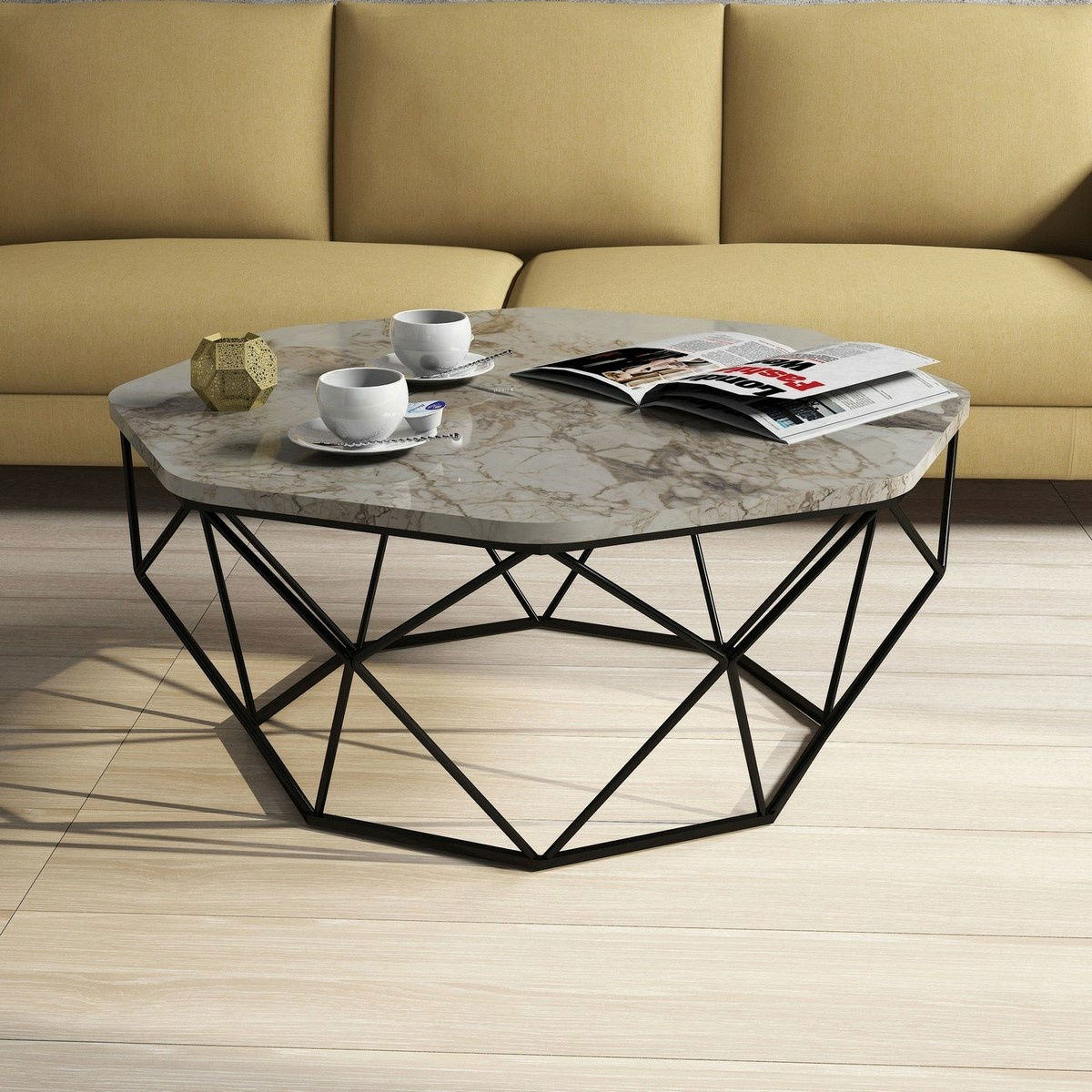 Konferenční stolek Diamond White Marble – obrázok 3