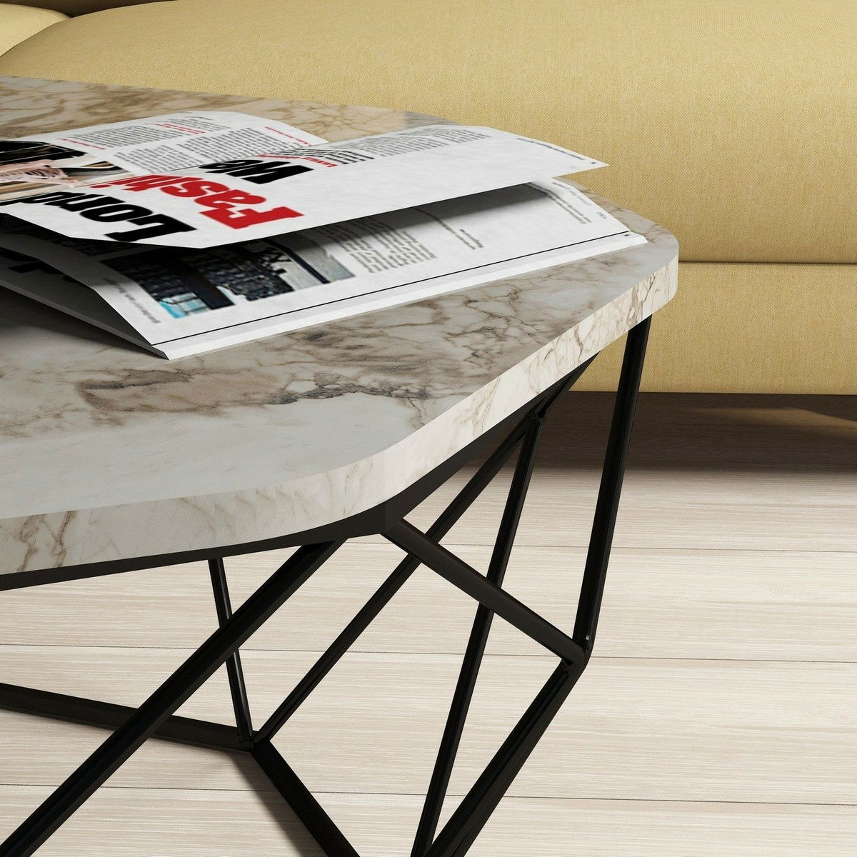 Konferenční stolek Diamond White Marble – obrázok 2