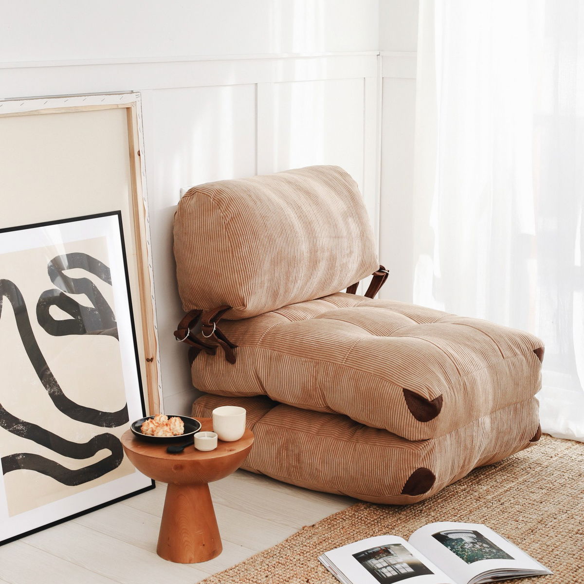 Křeslo Fold Kadife Camel – obrázok 2