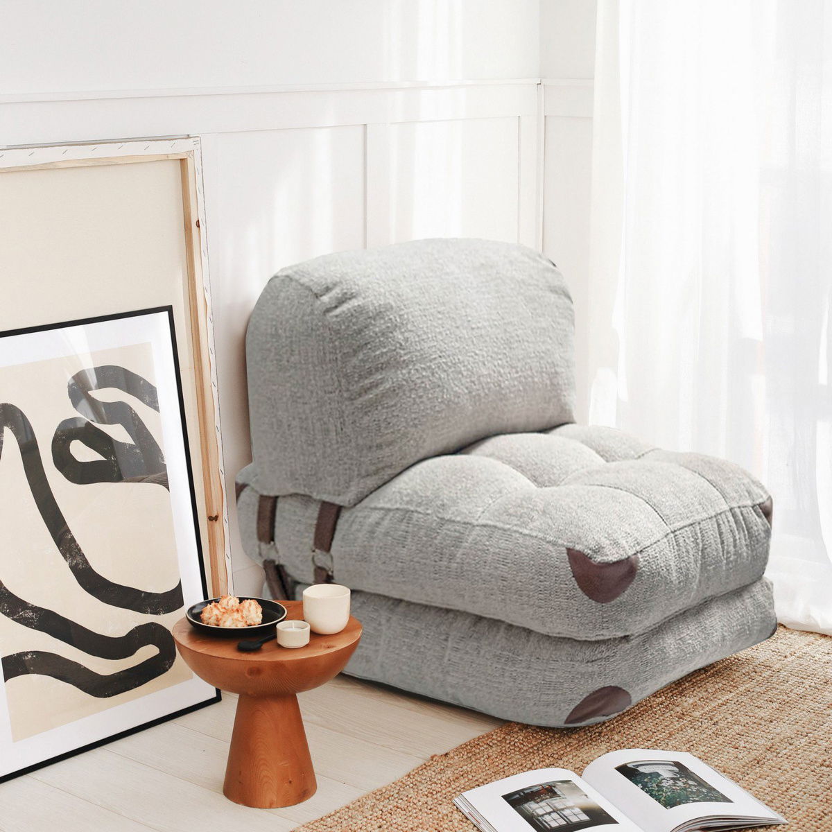 Křeslo Fold Teddy Grey – obrázok 3