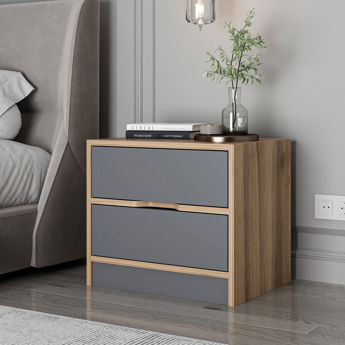 Noční stolek Elina Walnut Anthracite – obrázok 5