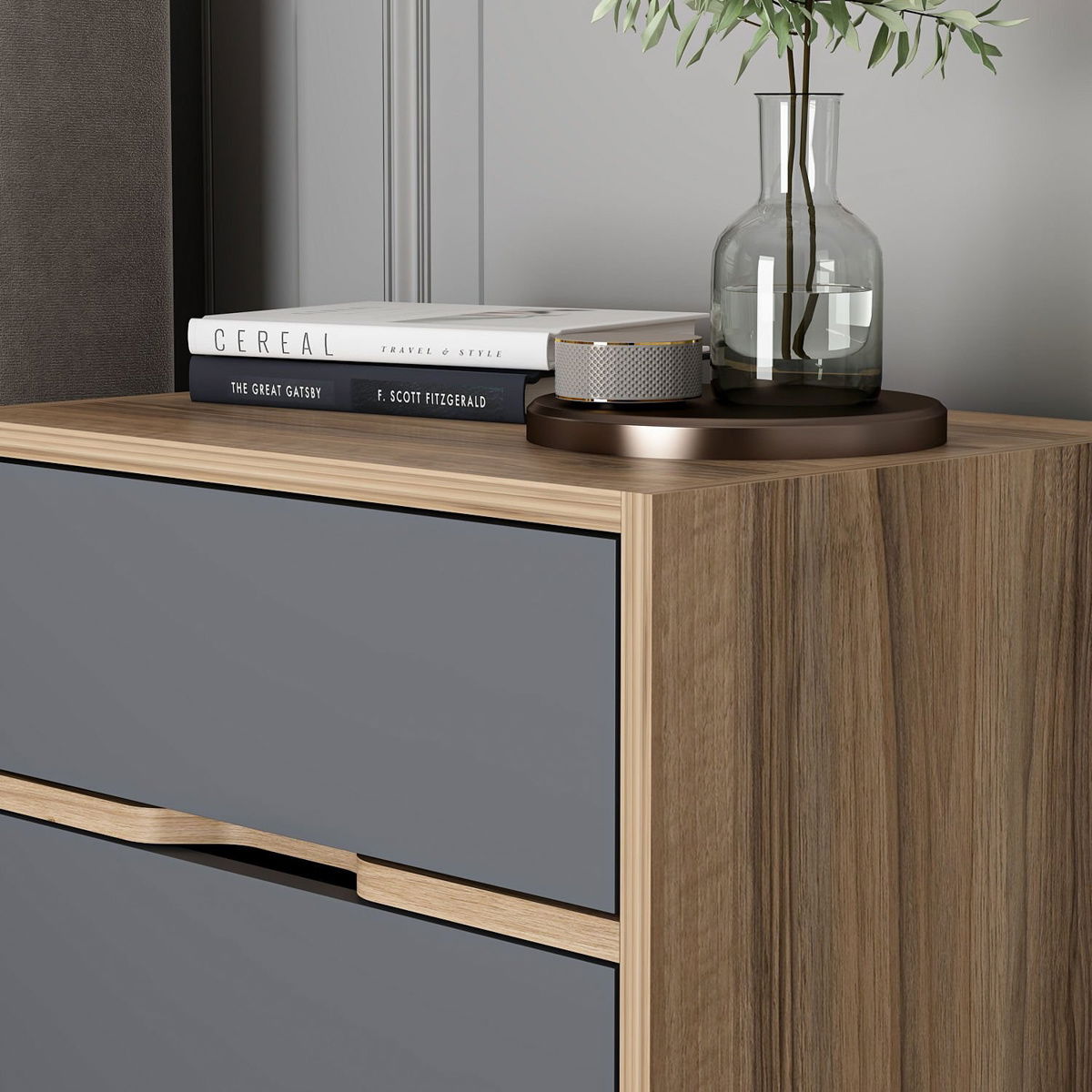 Noční stolek Elina Walnut Anthracite – obrázok 6