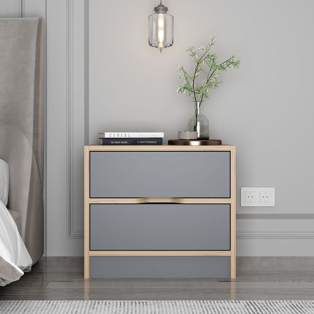 Noční stolek Elina Walnut Anthracite – obrázok 7