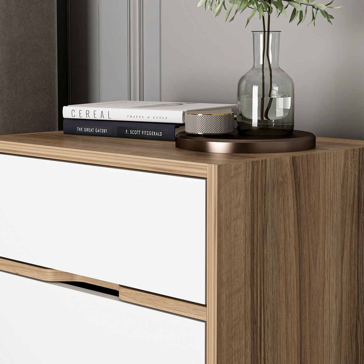 Noční stolek Elina Walnut White – obrázok 6