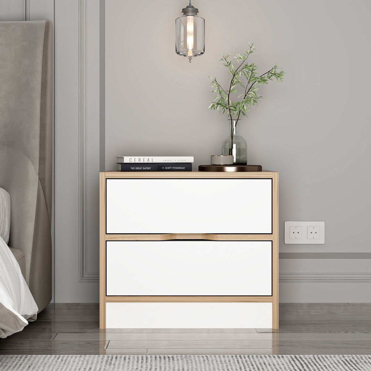 Noční stolek Elina Walnut White – obrázok 7
