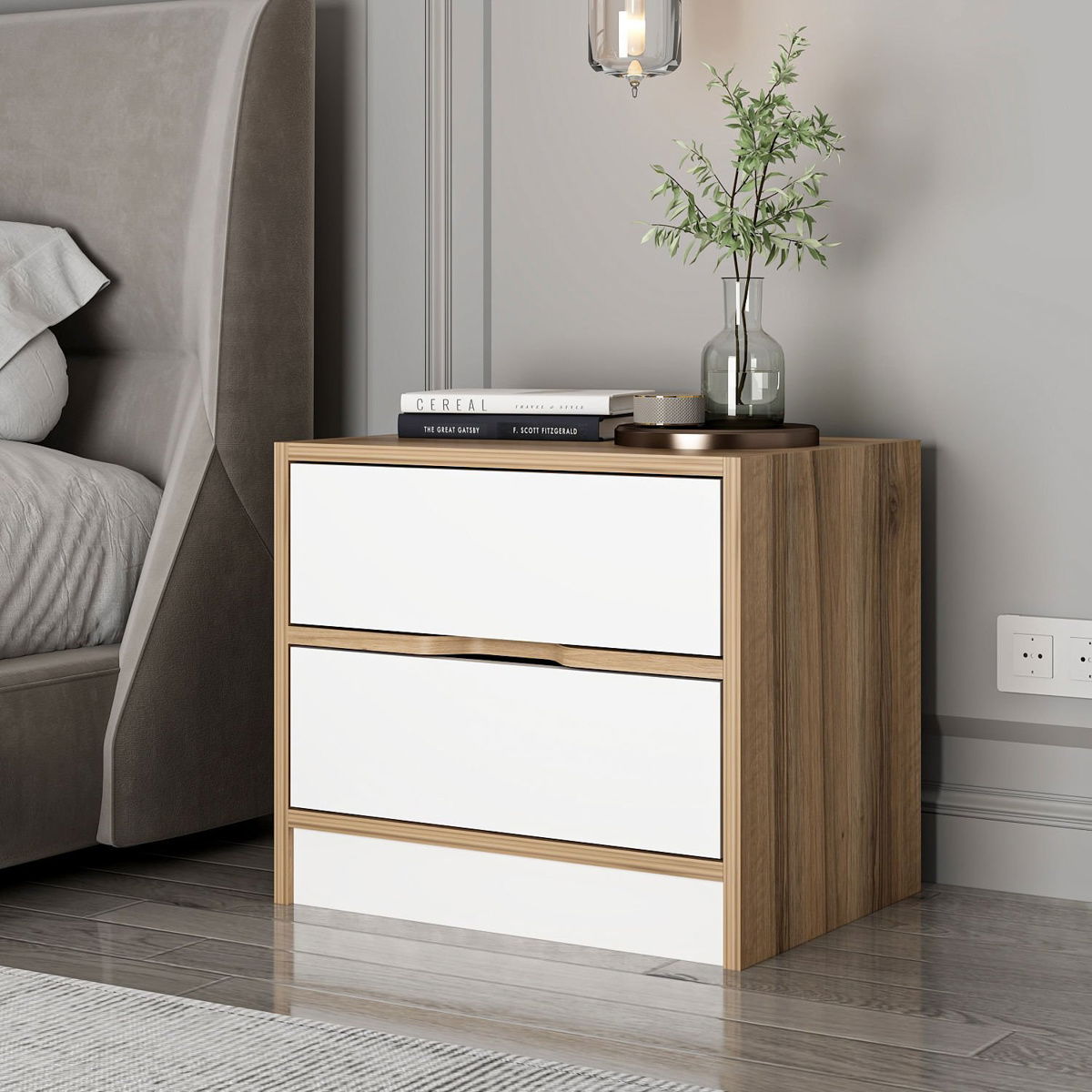 Noční stolek Elina Walnut White – obrázok 5