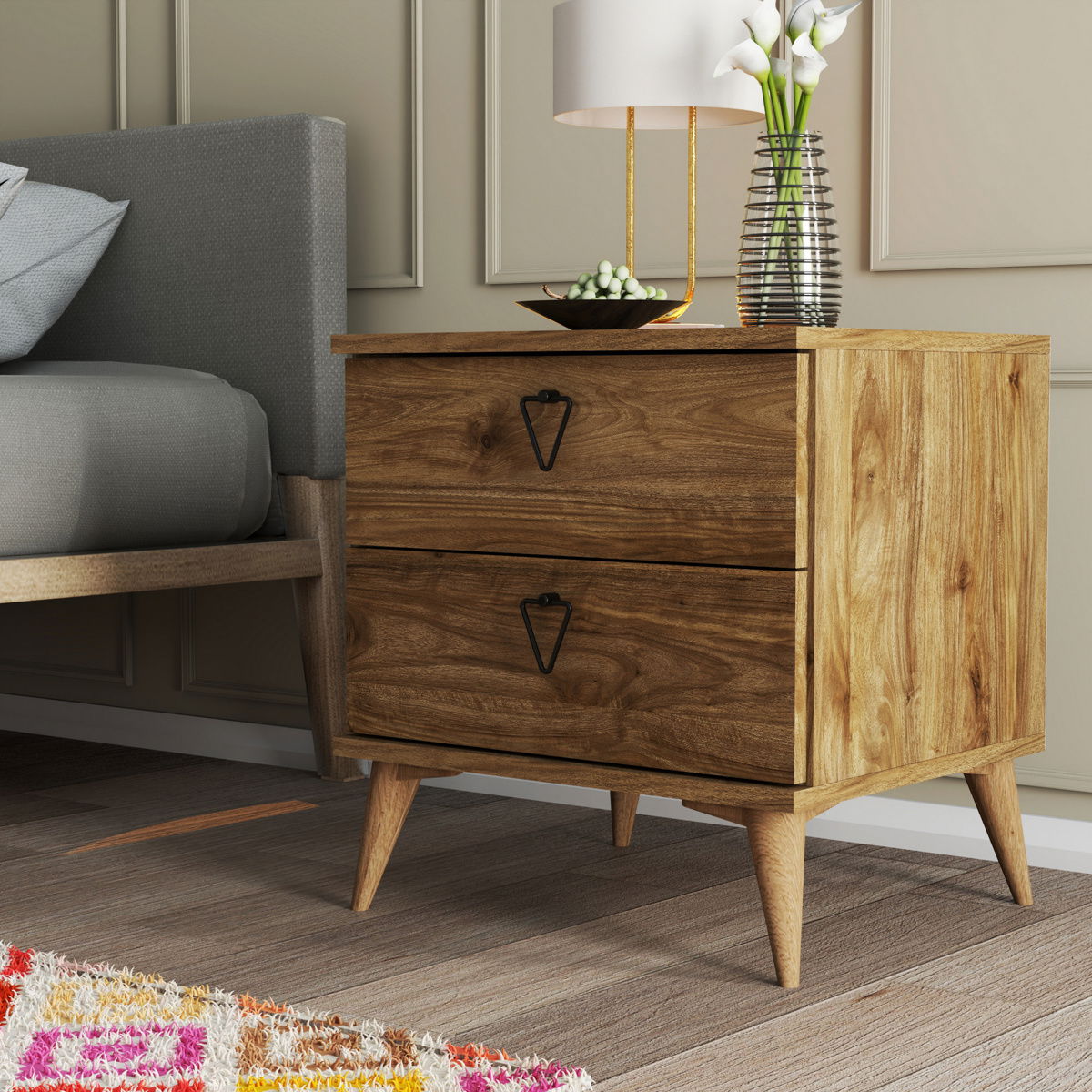 Noční stolek Versa-Ce Walnut – obrázok 2