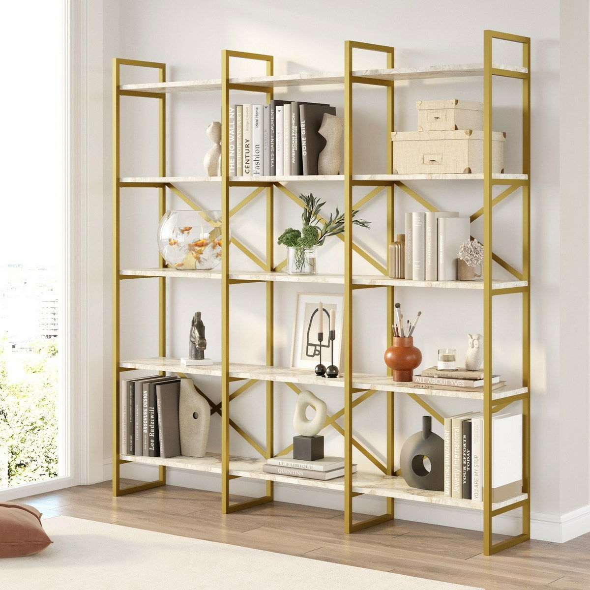 Regál Vento Triple Marble and Gold, L – obrázok 3