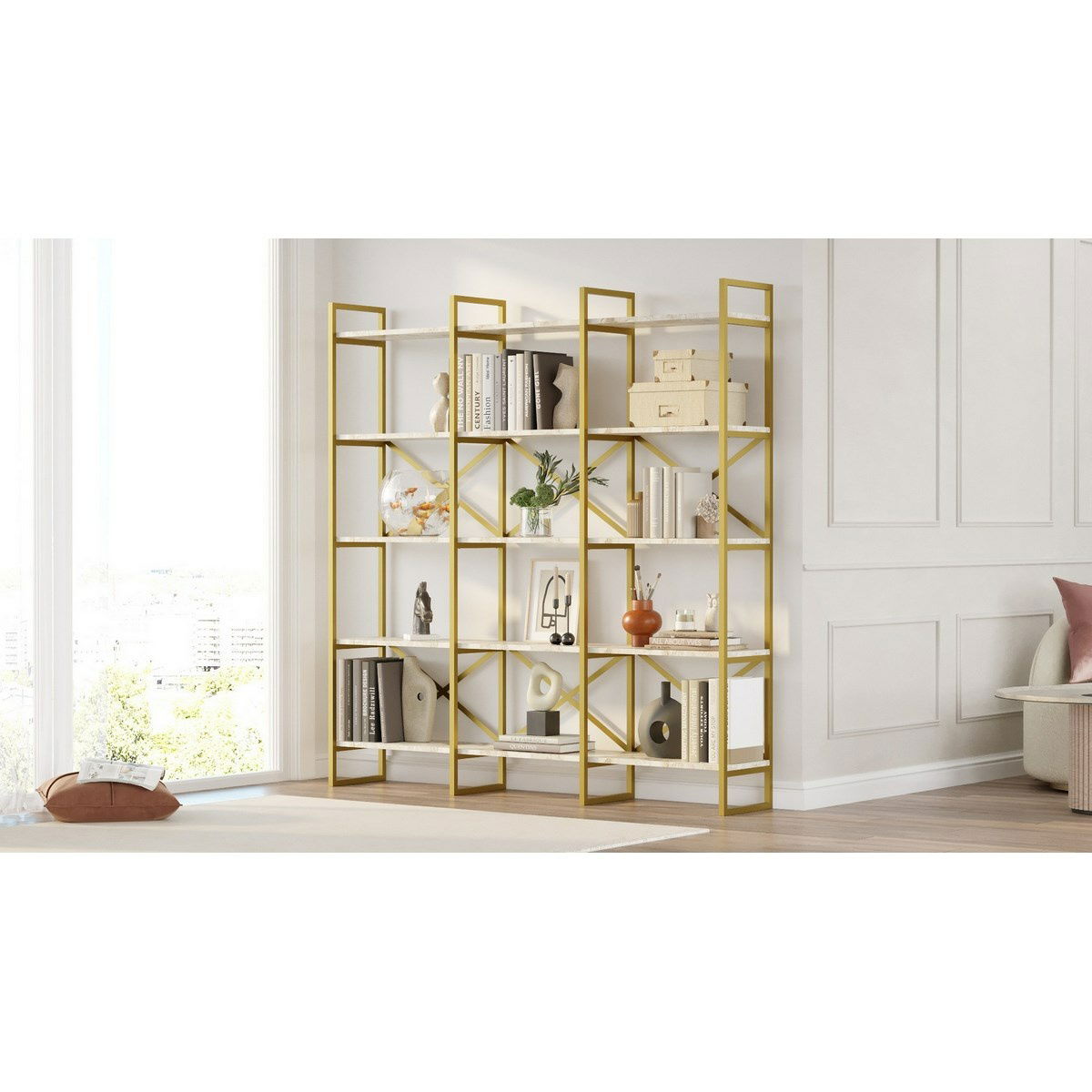Regál Vento Triple Marble and Gold, L – obrázok 4
