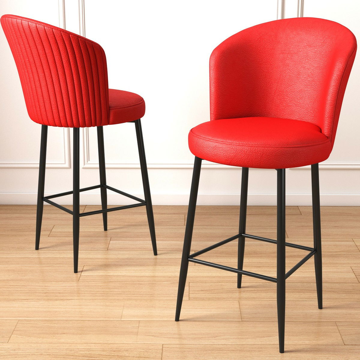 Sada barových židlí Uras Red and Black, 4 ks, 4 ks – obrázok 3