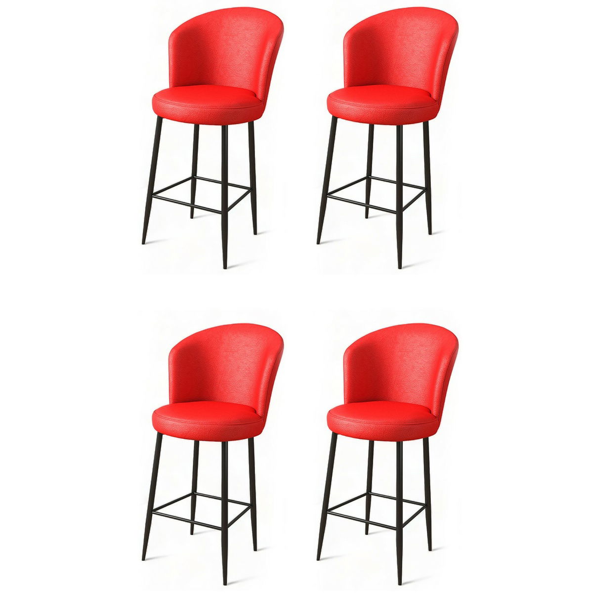 Sada barových židlí Uras Red and Black, 4 ks, 4 ks