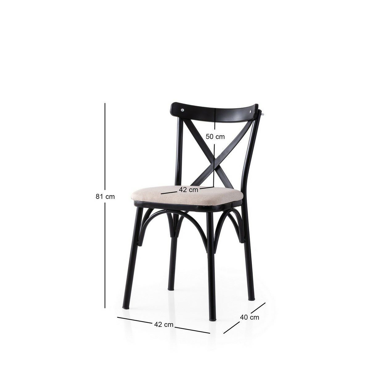 Sada jídelních židlí Ekol Cream and Black, 2 ks – obrázok 4
