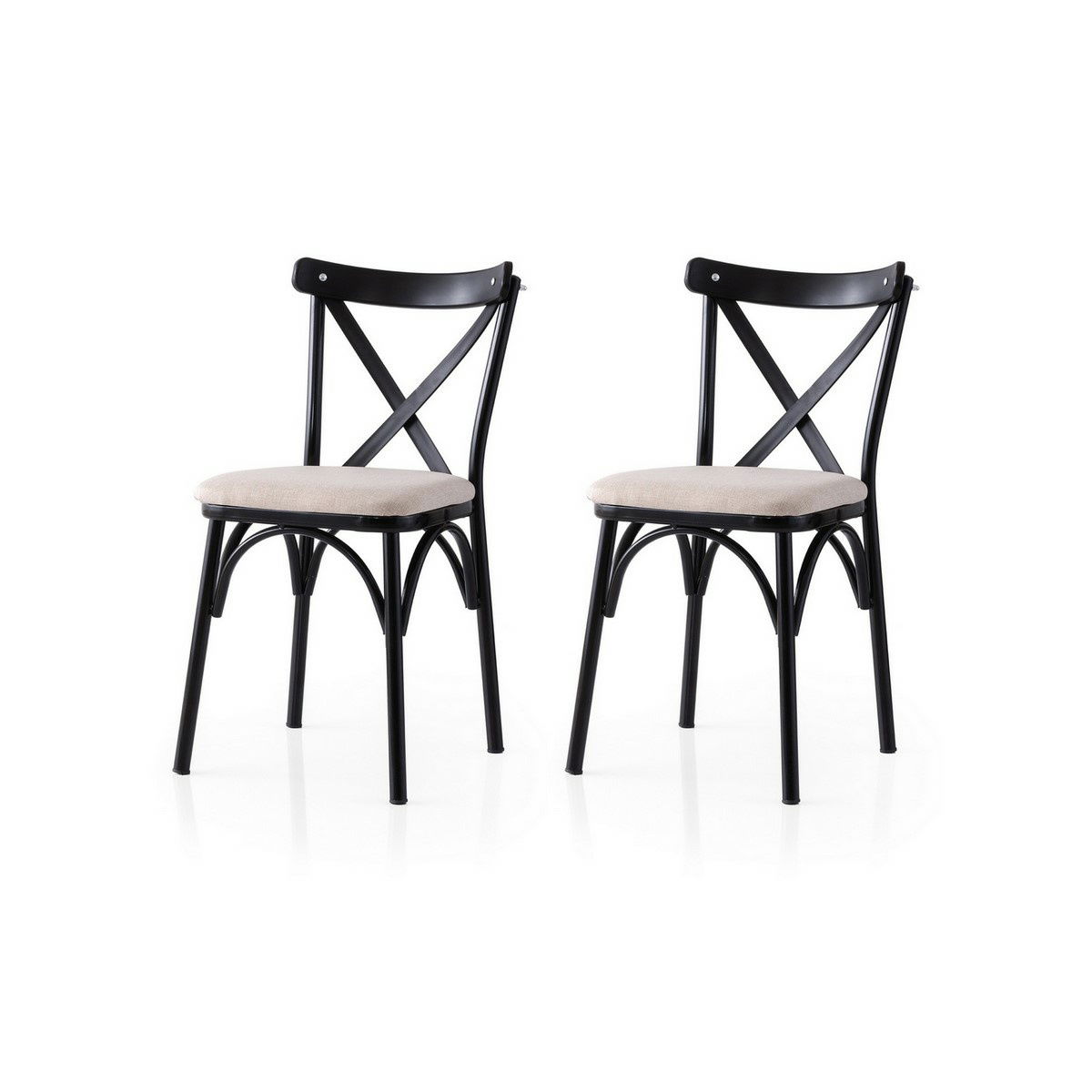 Sada jídelních židlí Ekol Cream and Black, 2 ks