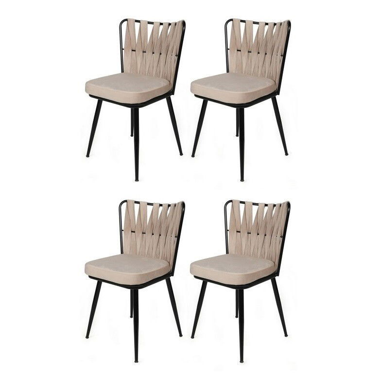 Sada jídelních židlí Kusakli Cream and Black, 4 ks, 4 ks
