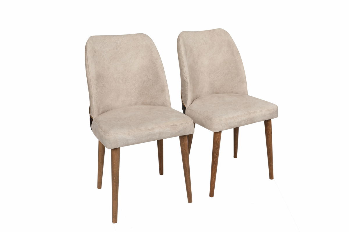 Sada jídelních židlí Nova Cream and Walnut, 2 ks, 2 ks