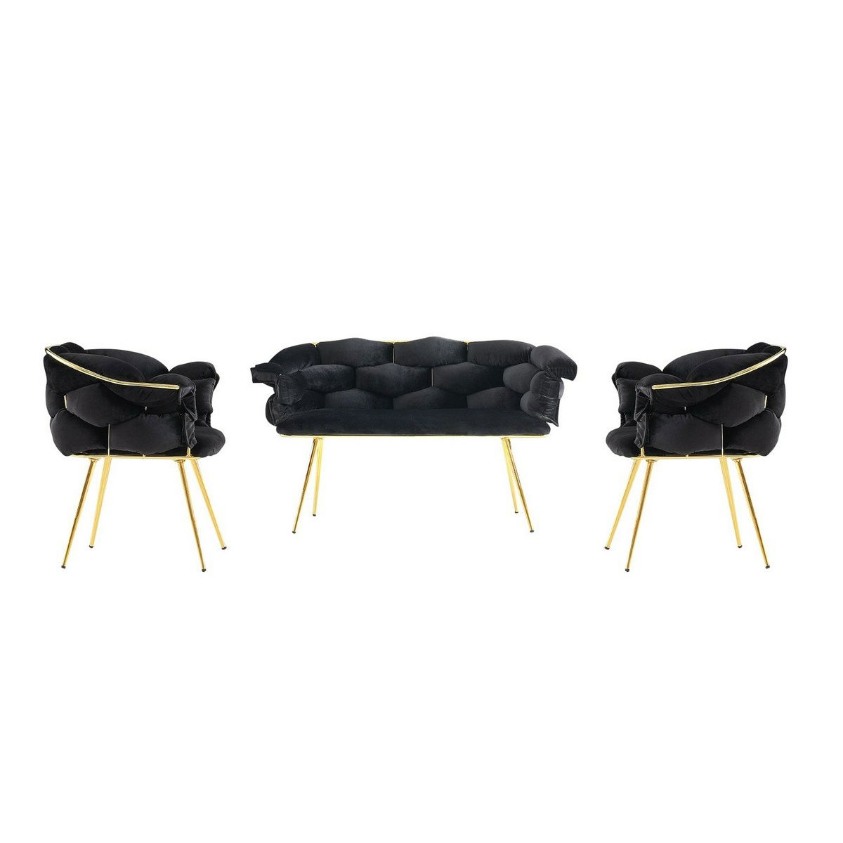 Sedací souprava Balon Black and Gold, 3 ks