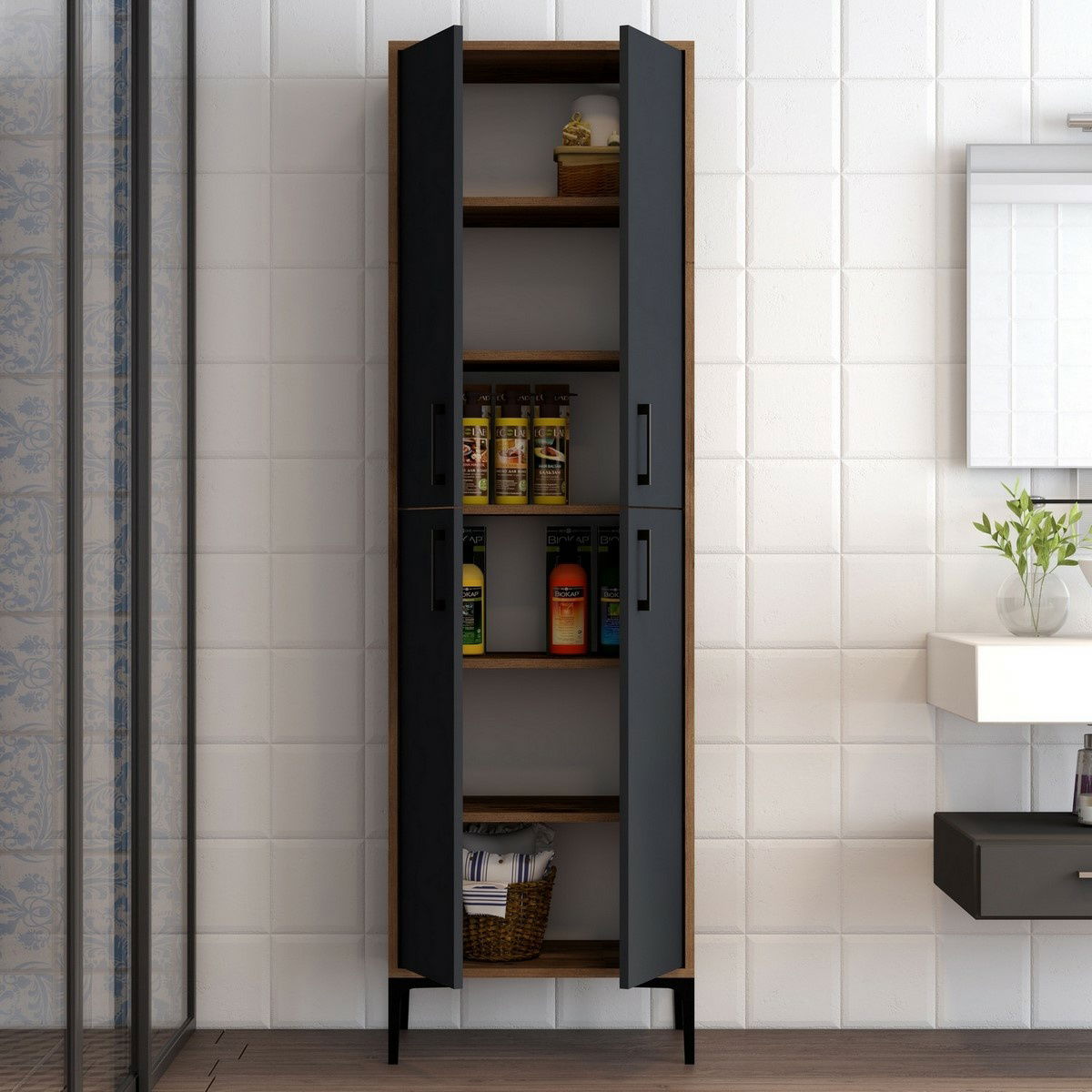 Skříň Berlin Walnut and Anthracite – obrázok 2