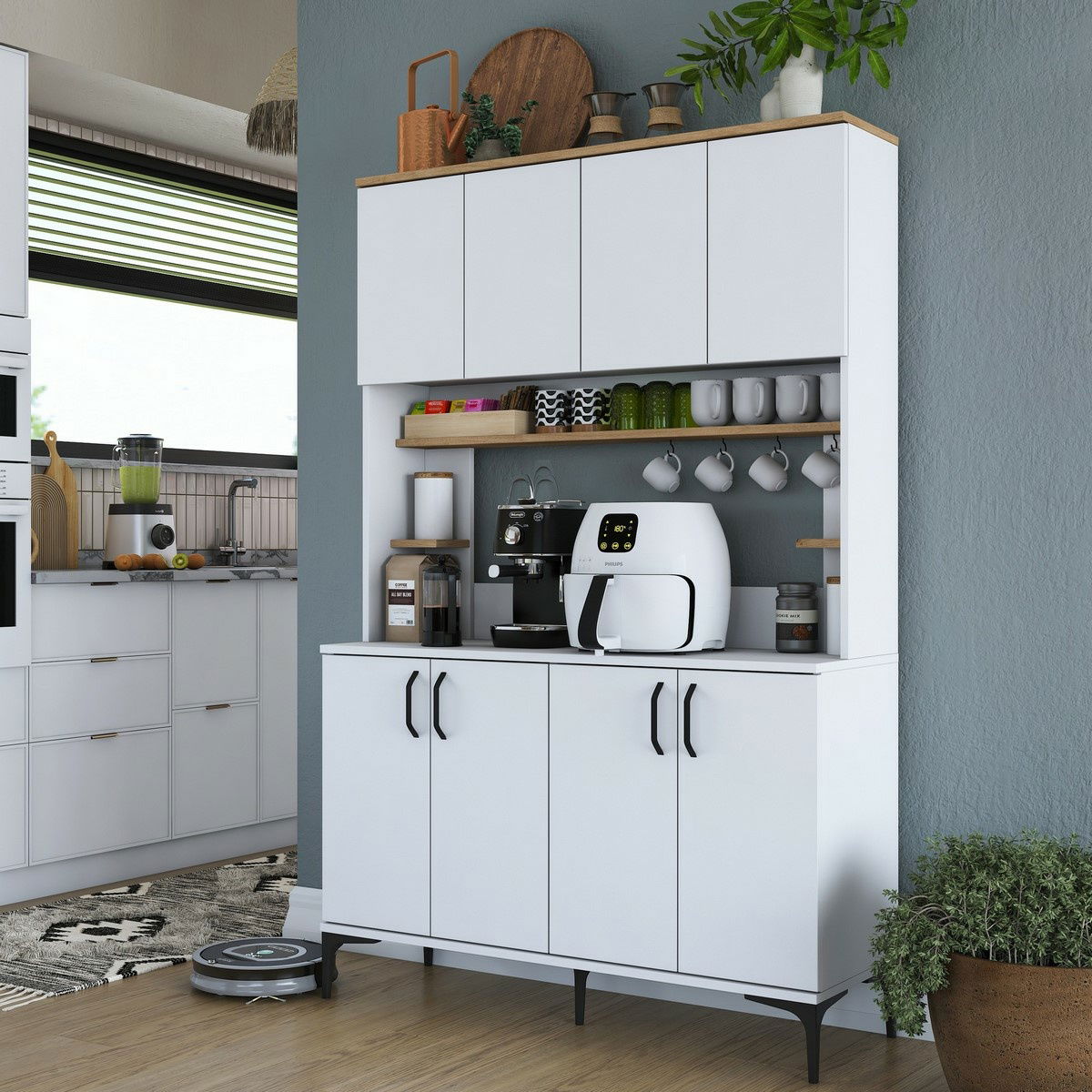 Skříň Jevy Walnut and White – obrázok 12