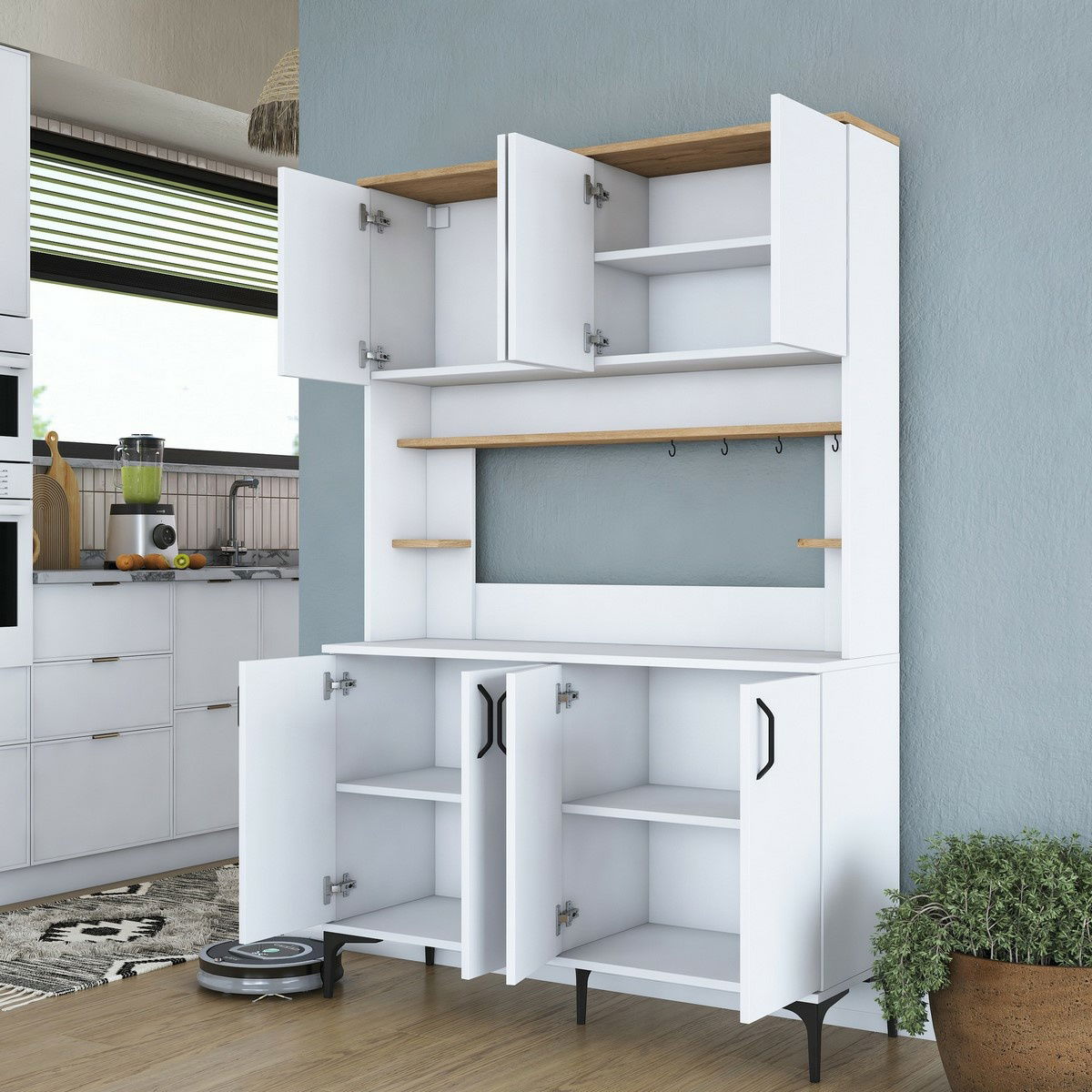 Skříň Jevy Walnut and White – obrázok 6