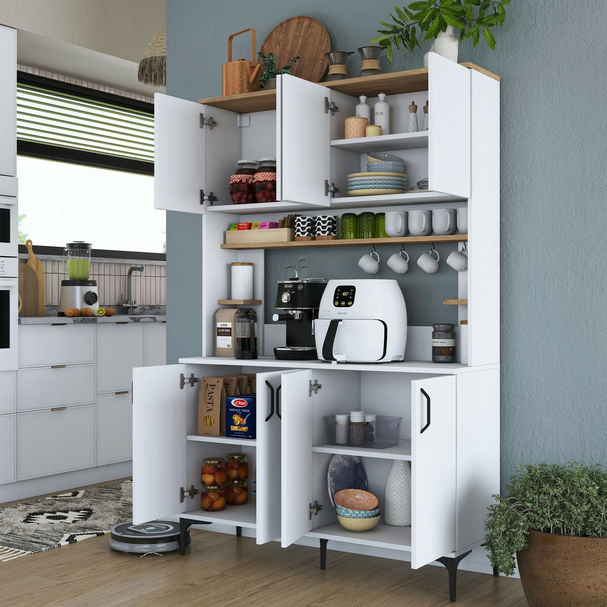 Skříň Jevy Walnut and White – obrázok 8