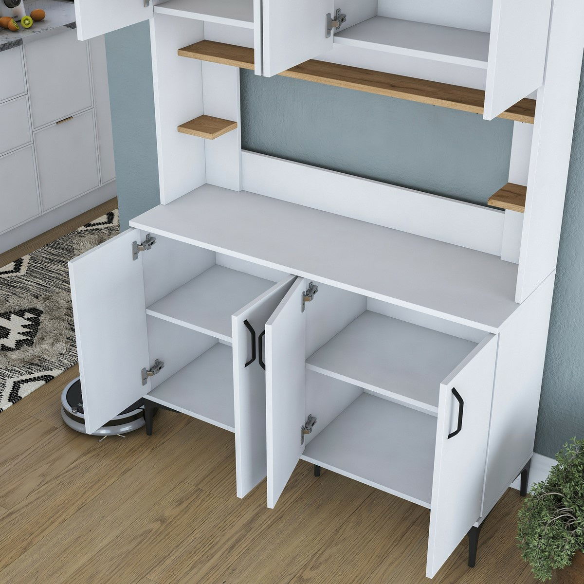 Skříň Jevy Walnut and White – obrázok 7