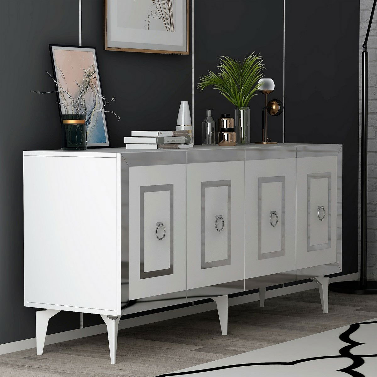 Skříňka Karya White and Silver – obrázok 7