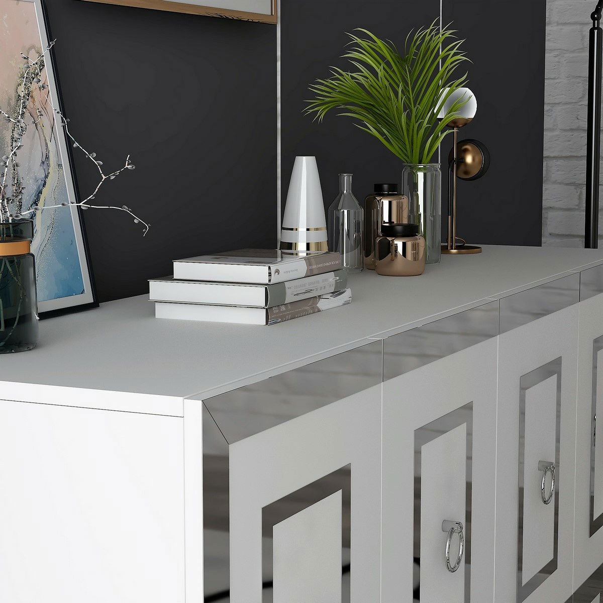 Skříňka Karya White and Silver – obrázok 5