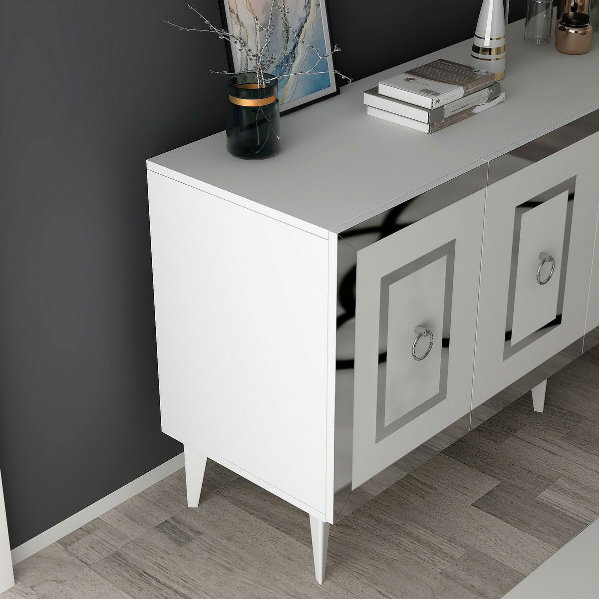 Skříňka Karya White and Silver – obrázok 4