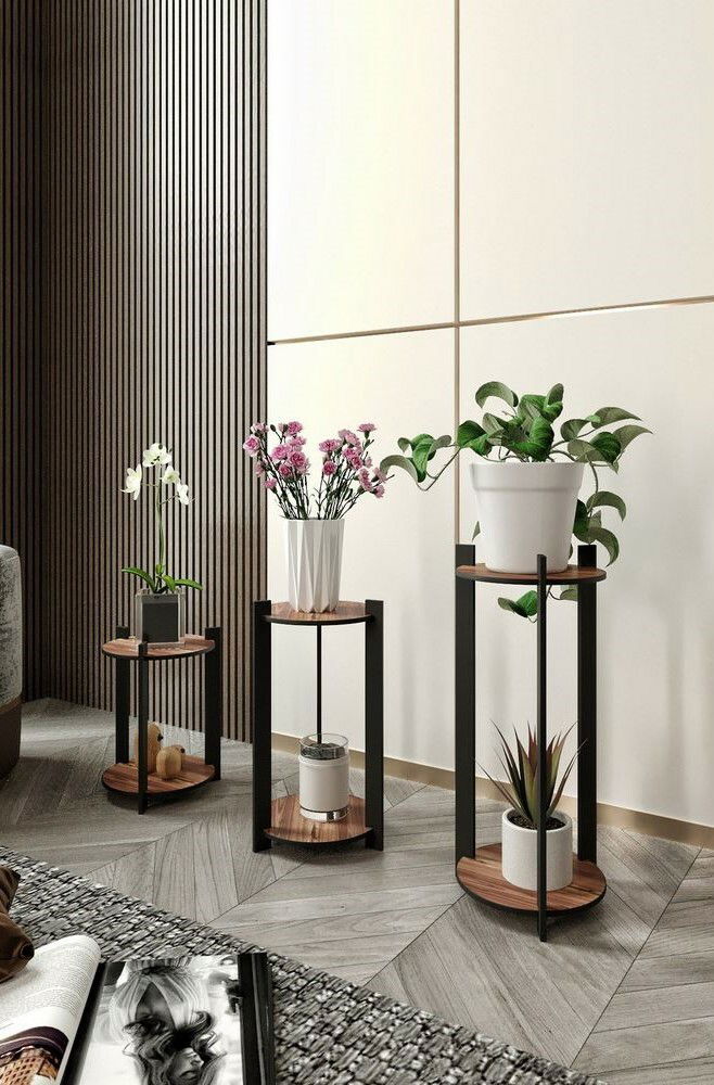Stojan na květiny Flower Desk Round - Walnut – obrázok 2