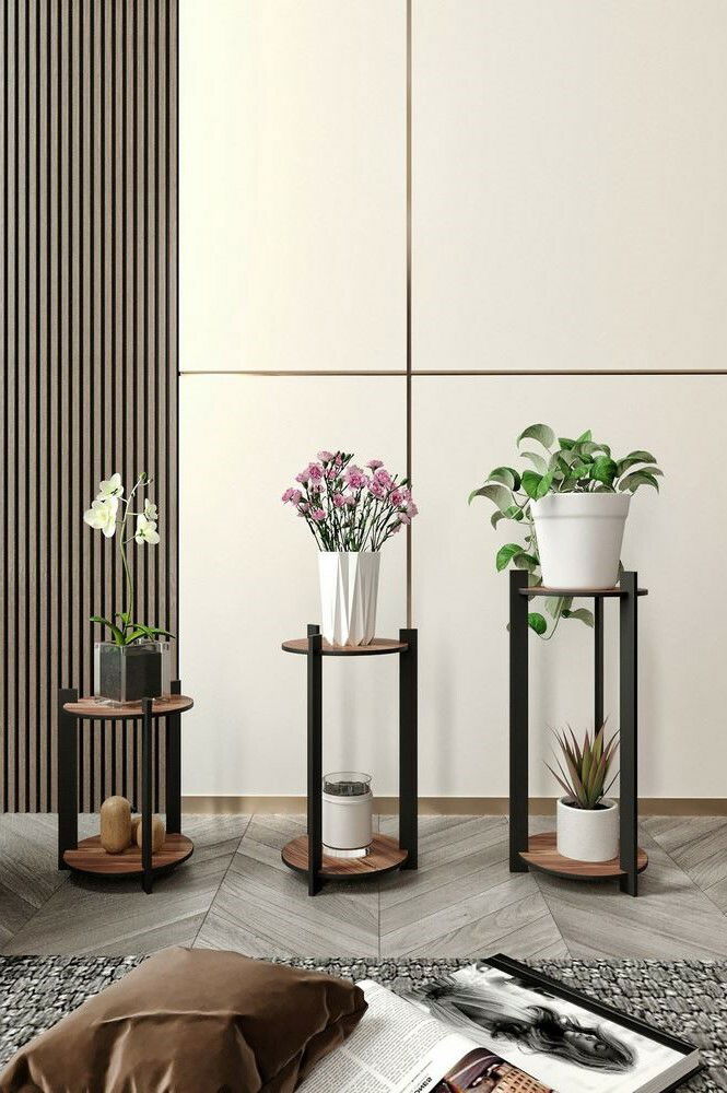 Stojan na květiny Flower Desk Round - Walnut – obrázok 3