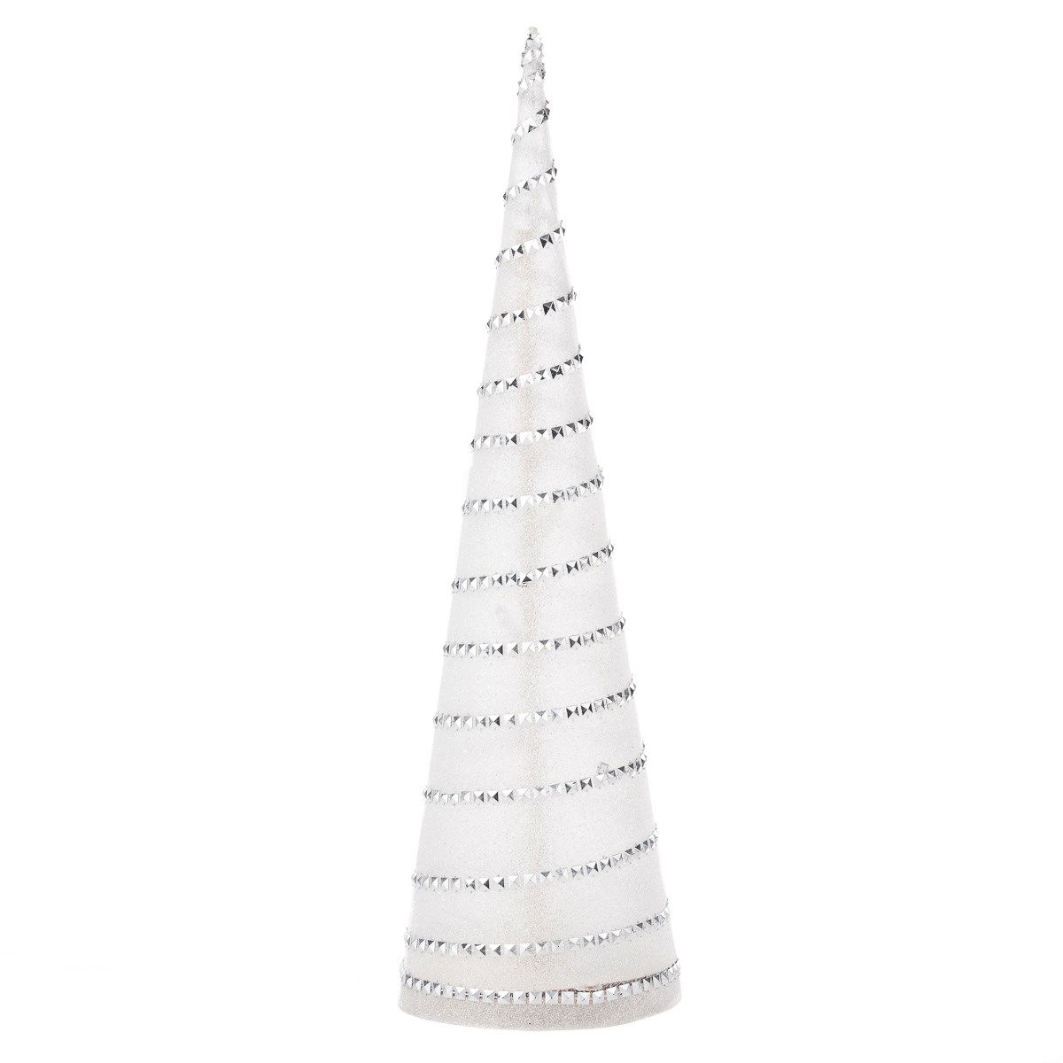 Svíticí LED dekorace kužel stříbrná, 58 cm