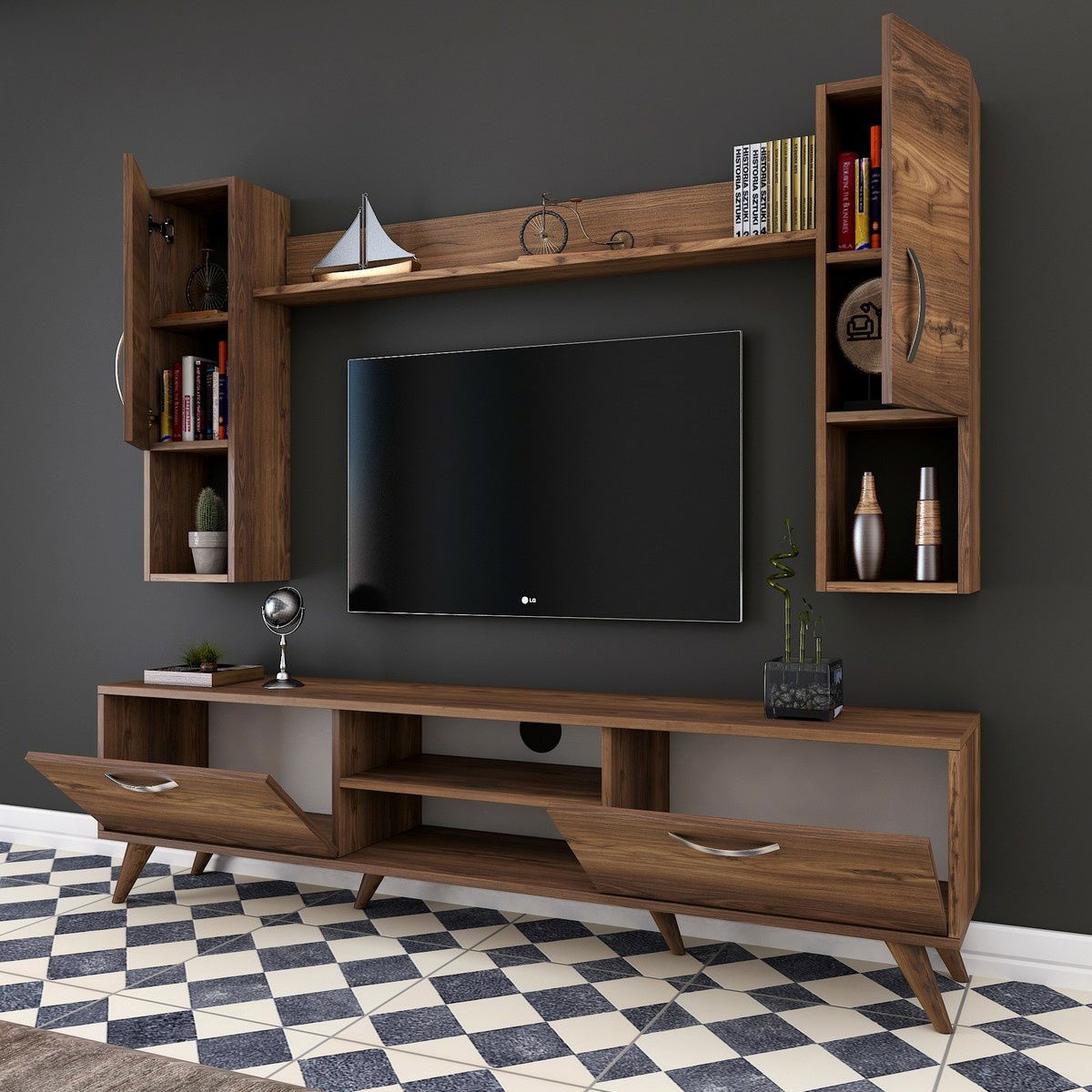 Televizní stěna Mio Walnut – obrázok 5