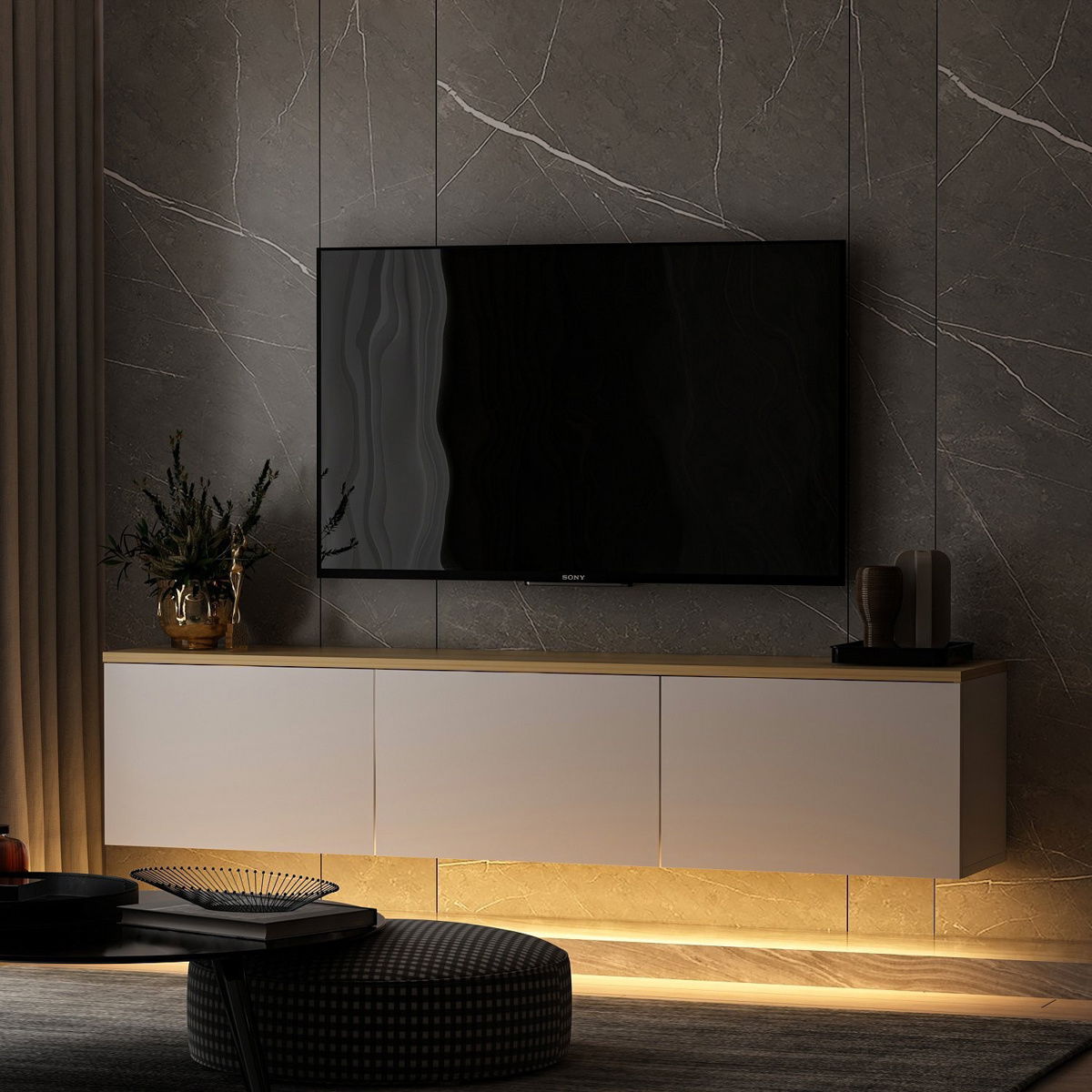 Televizní stolek Neon White – obrázok 6