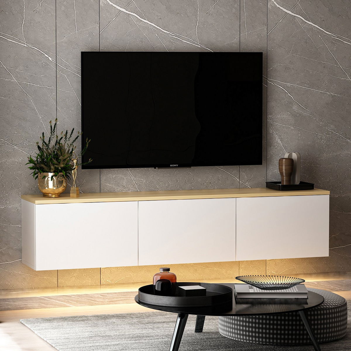 Televizní stolek Neon White – obrázok 4