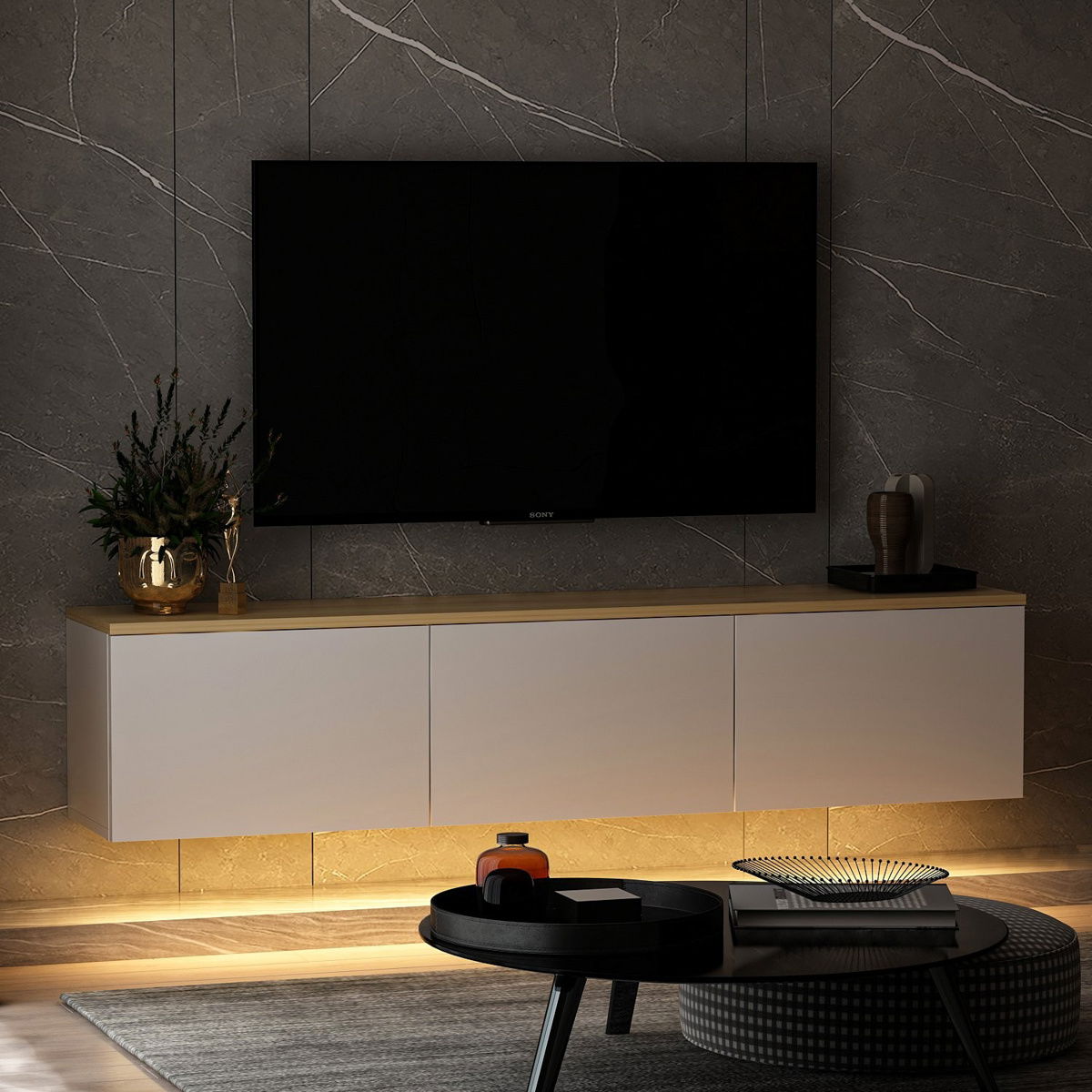 Televizní stolek Neon White – obrázok 2