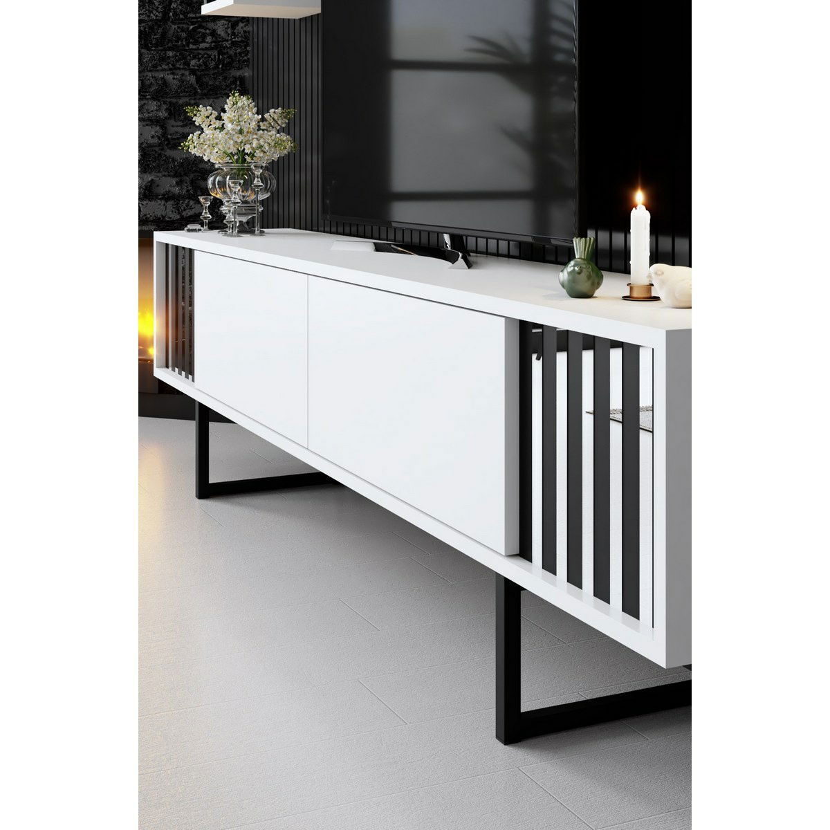 Televizní stolek s policemi Chrome White and Black – obrázok 5