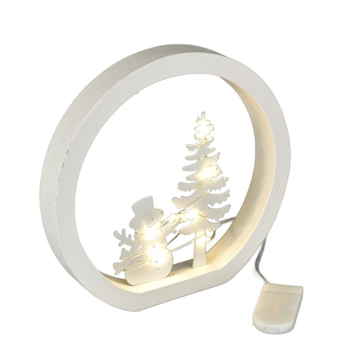 Vánoční LED dekorace Sněhulák, pr. 15 cm, teplá bílá – obrázok 2
