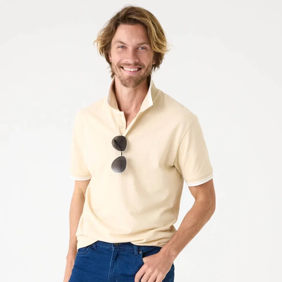 Sleva 60 % Polo tričko s krátkými rukávy béžová 157/166 (6XL) Black Friday Výprodej