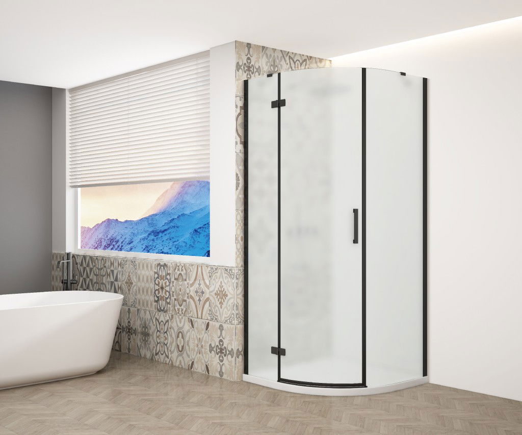 GELCO TRINITY BLACK čtvrtkruhový kout 900x900 levý, matné sklo, GT6590ML-B GT6590ML-B