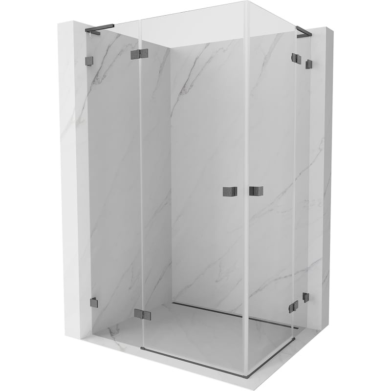 MEXEN/S Lunar L Duo sprchový kout dveře křídlové 100 x 85, transparent, grafit kartáčovaná 834L-100L-085P-66-00