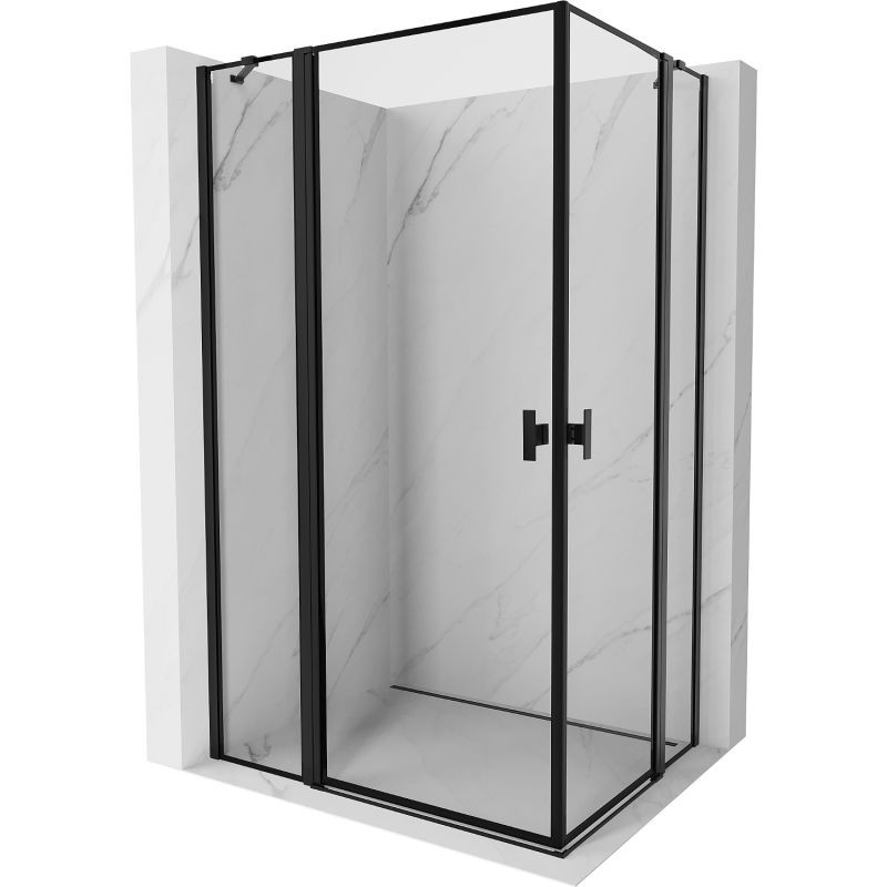 MEXEN/S Mist Duo sprchový kout dveře křídlové 115 x 85, černý okraj, černá 8A4-115L-085P-70-70