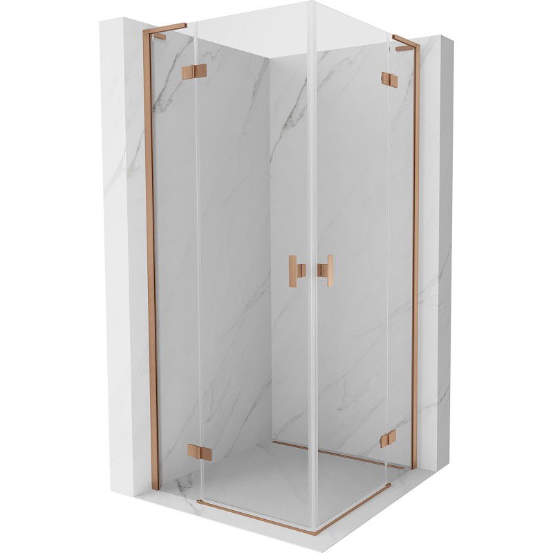 MEXEN/S Mist-H L Duo sprchový kout dveře křídlové 105 x 105, transparent, měď kartáčovaná 8A5L-105L-105P-65-00