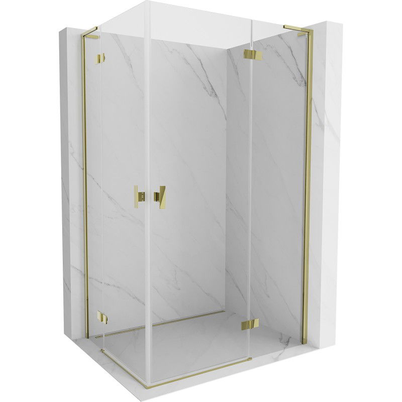 MEXEN/S Mist-H L Duo sprchový kout dveře křídlové 85 x 115, transparent, zlato 8A5L-085L-115P-50-00