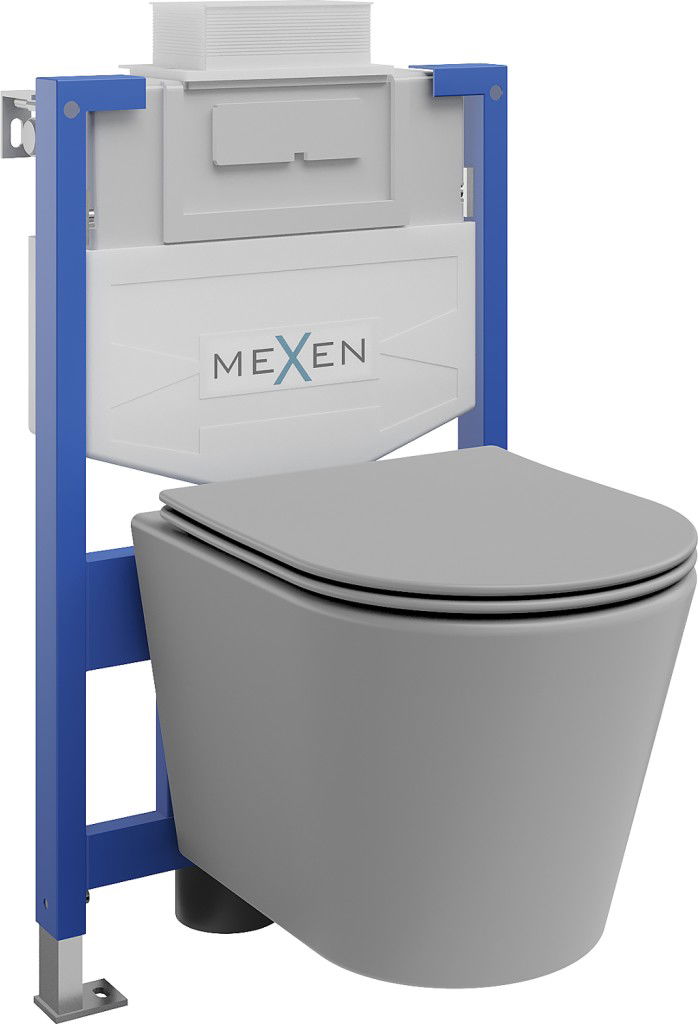 MEXEN/S WC předstěnová instalační sada Fenix XS-U s mísou WC Rico + sedátko softclose, tmavě šedá mat 68530724071