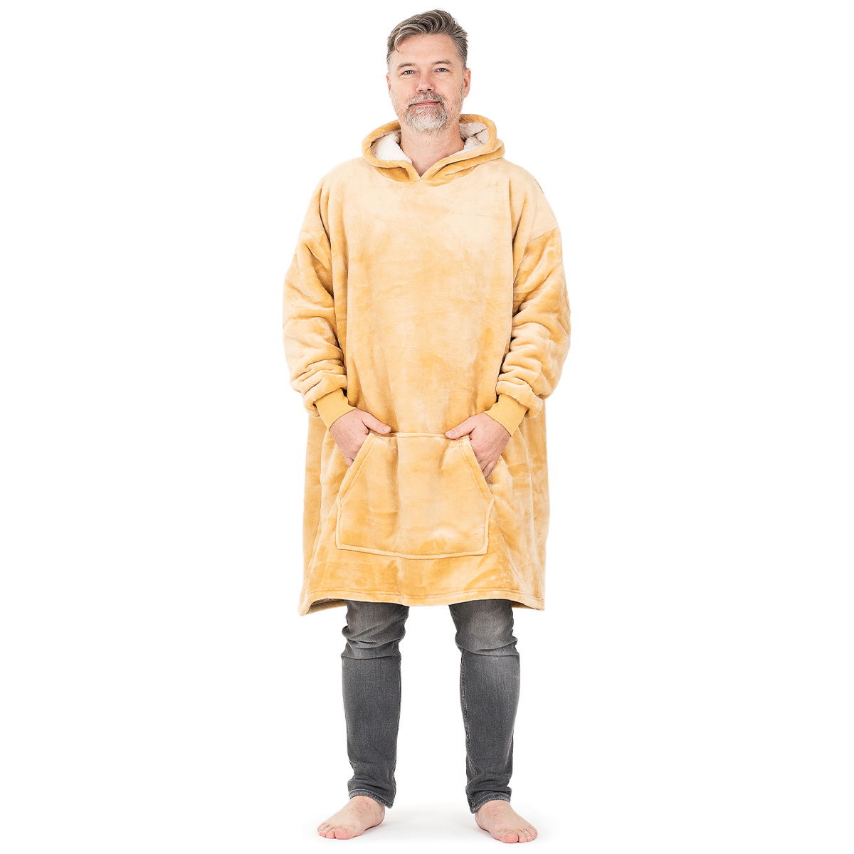 Baránková mikina mikroplyš Beige, uni L - pánske